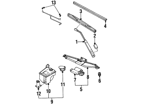 2001 Saturn SL2 Rear Wipers Arm Asm, Windshield Wiper Diagram for 21058323