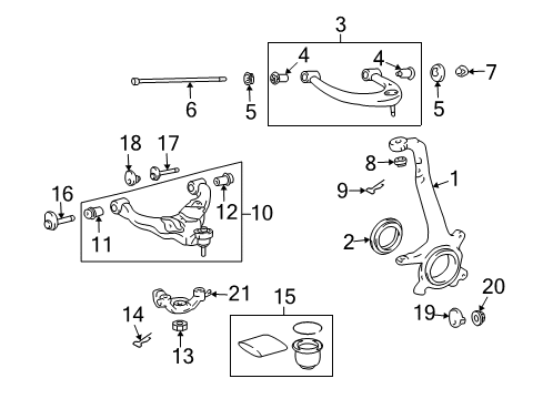 2014 Lexus GX460 Front Suspension Components, Lower Control Arm, Upper Control Arm, Ride Control, Stabilizer Bar Adjust Nut Diagram for 90178A0118