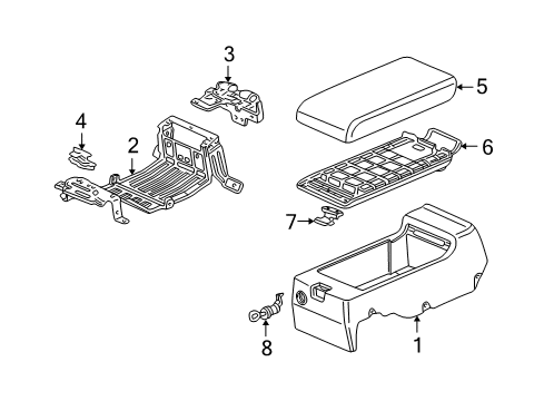 2002 Acura CL Front Console, Rear Console Lock, Slider Diagram for 83456S3MA01