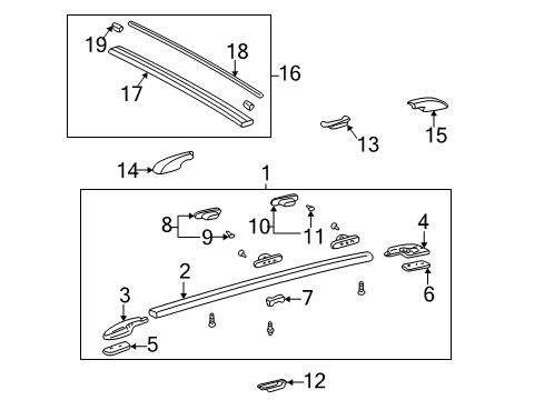 2004 Toyota Sequoia Luggage Carrier Cross Bar Retainer Diagram for 634790C010