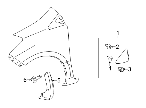 2014 Toyota Yaris Exterior Trim - Fender Corner Cover Diagram for 601180D111