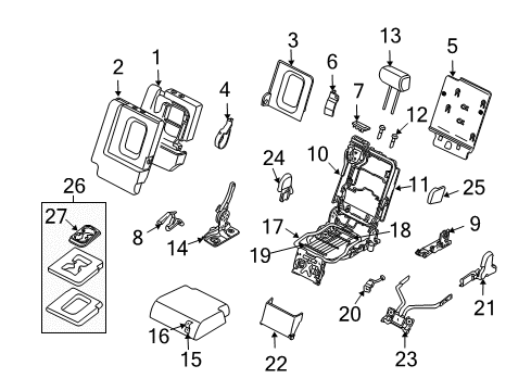2006 Nissan Armada Second Row Seats Rear Seat Armrest Assembly Diagram for 88710ZC00C