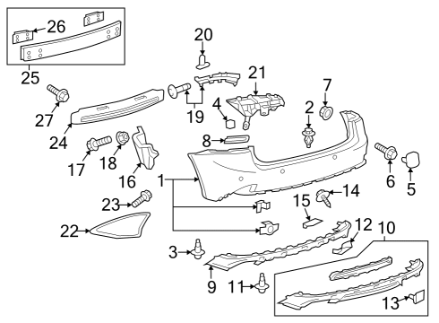2017 Lexus IS200t Bumper & Components - Rear Piece, Rear Bumper Diagram for 5216153070