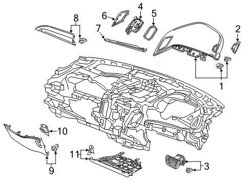 2022 Acura RDX Cluster & Switches, Instrument Panel Button (Alluring Ecru) Diagram for 77552TJBA01ZA