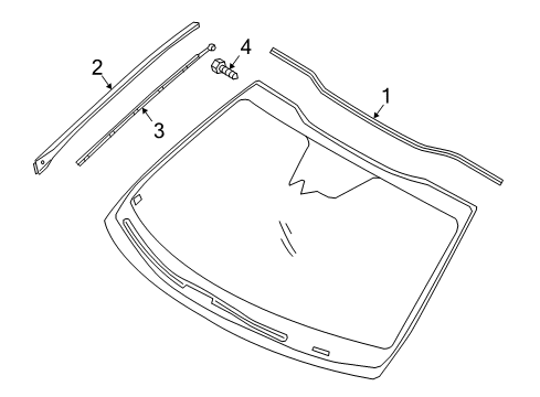 2017 Kia Optima Reveal Moldings Bracket-Windshield MOULDING Mounting Diagram for 86138D4000