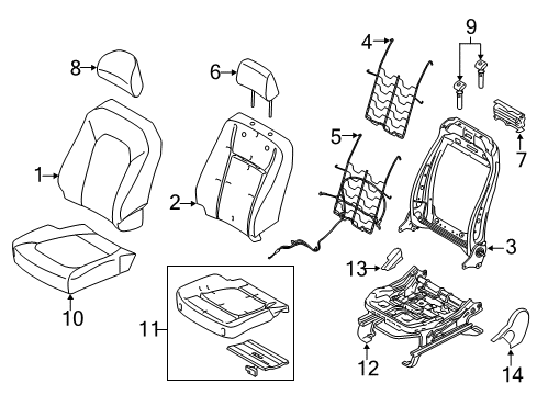 2020 Ford F-150 Front Seat Components Damper Diagram for JU5Z9616279B