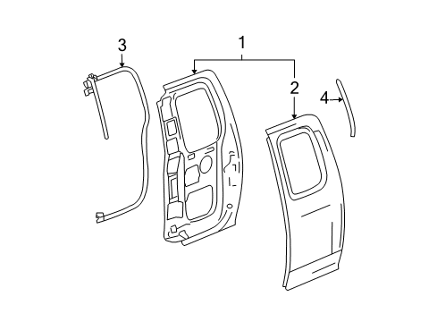 2008 GMC Canyon Rear Door Weatherstrip Asm-Rear Side Door Diagram for 15044809