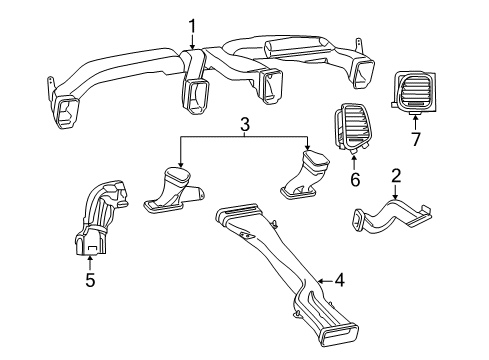 2013 Jeep Grand Cherokee Ducts Air Conditioning & Heater Diagram for 6XJ98GFAAA