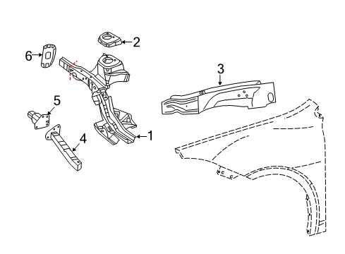 2014 Dodge Dart Structural Components & Rails Beam-Outer Load Path Diagram for 68081259AC