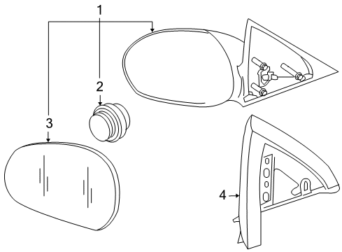 2007 Ford Escape Outside Mirrors Mirror Outside Diagram for 3L8Z17682VAA