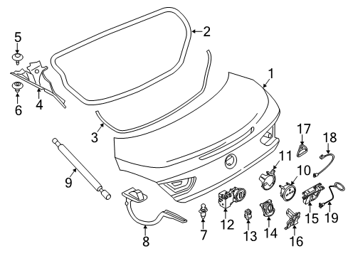 2017 BMW 650i xDrive Gran Coupe Trunk Lid Gas Pressurized Spring For Trunk Lid Diagram for 51247360583