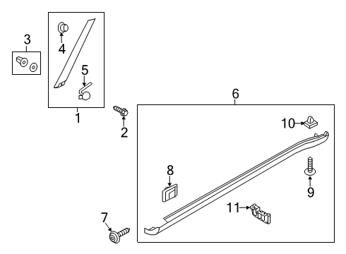 2017 Kia Soul EV Exterior Trim - Pillars, Rocker & Floor Grommet Diagram for 8775837000