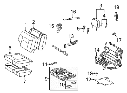 2010 Lexus LX570 Third Row Seats Cover Diagram for 7937260050B0