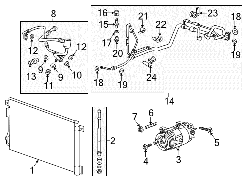 2016 Chevrolet Traverse A/C Condenser, Compressor & Lines AC Tube Clip Diagram for 11562116