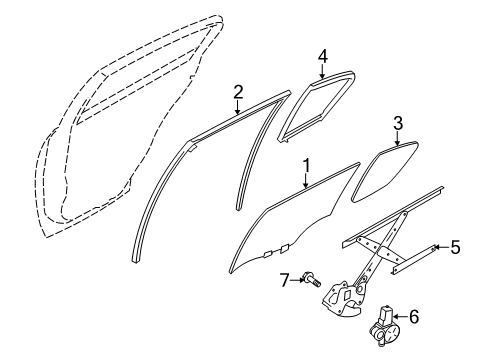 2020 Infiniti Q50 Rear Door Glass Assy-Rear Door Window, RH Diagram for 823006HE0A