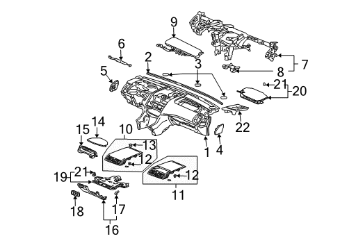 2006 Honda Accord Cluster & Switches, Instrument Panel Cover Assy., Passenger (Lower) Diagram for 77345SDBA00