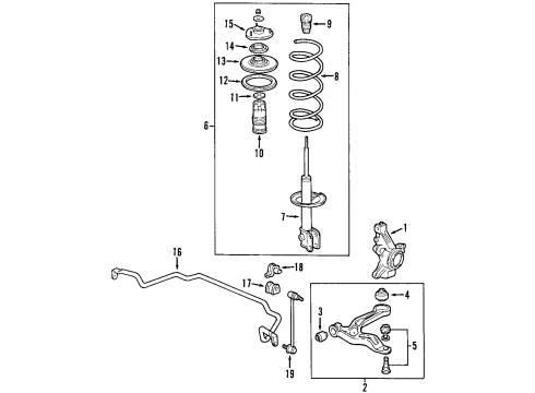 2001 Honda Odyssey Suspension Components, Lower Control Arm, Upper Control Arm, Stabilizer Bar Spring, Front Stabilizer (24Mm) Diagram for 51300S0XA01