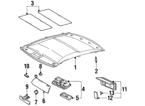 1993 Lexus SC400 Interior Trim - Roof Holder, Visor Diagram for 743482401003
