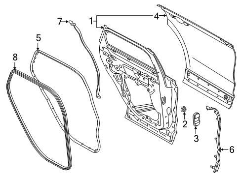 2020 Lincoln Corsair Rear Door WEATHERSTRIP Diagram for LJ7Z7825324C
