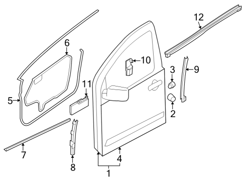 2022 Nissan Frontier Door & Components Sash Assy-Front Door, Rear LH Diagram for 80217EA000
