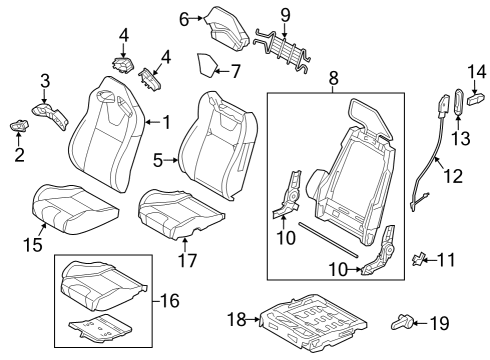 2012 Ford Mustang Front Seat Components Seat Cushion Pad Diagram for CR3Z63632A23C