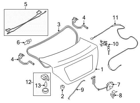 2012 Nissan Versa Trunk WEATHERSTRIP Trunk Lid Diagram for 848309KN0A