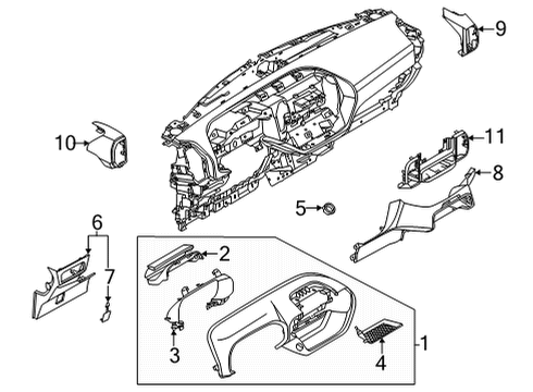 2022 Ford Bronco Sport Cluster & Switches, Instrument Panel PANEL - INSTRUMENT Diagram for M1PZ78044D70BE