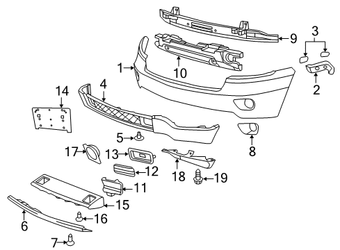 2012 Jeep Grand Cherokee Front Bumper Rivet Diagram for 6500911