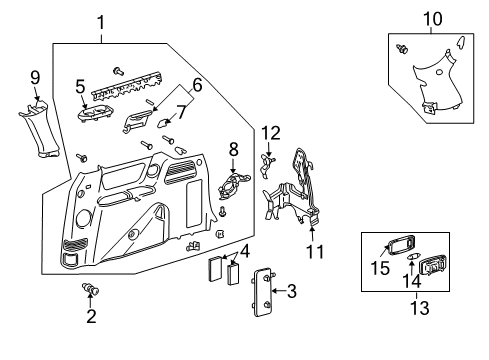 2009 Toyota Sienna Interior Trim - Side Panel Trim Panel Assembly Diagram for 62510AE070E1
