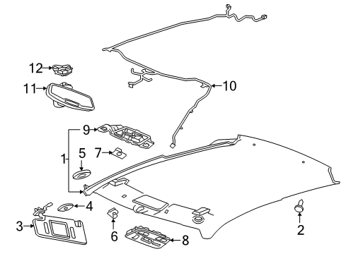 2016 Chevrolet Camaro Interior Trim - Roof Mirror Inside Diagram for 23408299