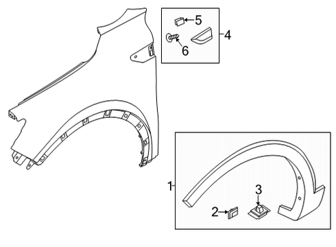 2022 Kia Sorento Exterior Trim - Fender GARNISH-Fender Side Diagram for 877F1P2000