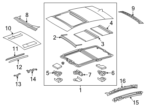 2021 Lexus LS500h Roof & Components Gear Assembly, Sliding Roof Diagram for 6326050110