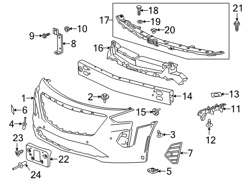 2019 Cadillac CT6 Front Bumper Impact Bar Diagram for 84156156
