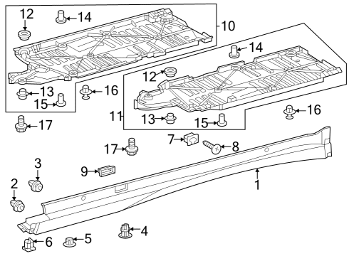 Exterior Trim - Pillars Clip, Rocker Panel Moulding Diagram for 7586733040