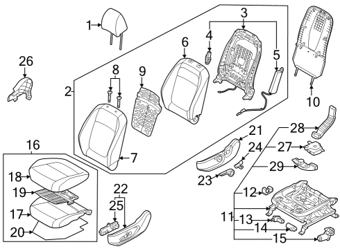Driver Seat Components Guide Assembly-HEADREST Diagram for 88770K0000WK