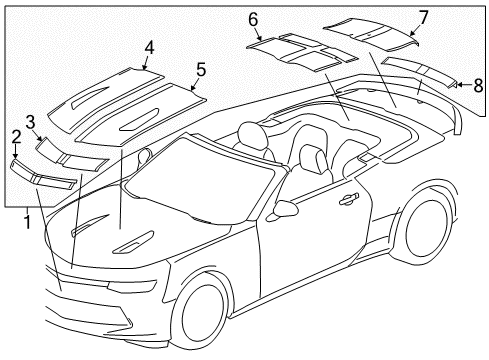 2016 Chevrolet Camaro Stripe Tape Stripe Tape Diagram for 84094446