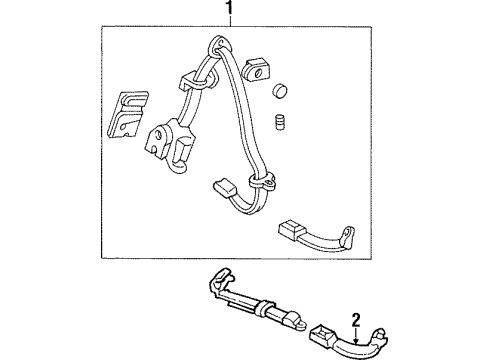 1992 Acura Integra Rear Seat Belts Seat Belt Set, Rear Center (2P-Man) (Graphite Black) Diagram for 04826SK7A00ZA