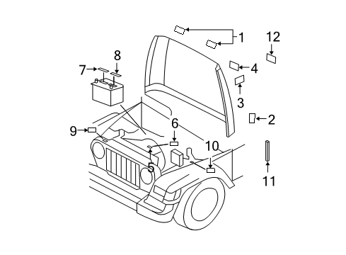 2017 Jeep Wrangler Information Labels Label-Jack Caution Diagram for 4858621AD