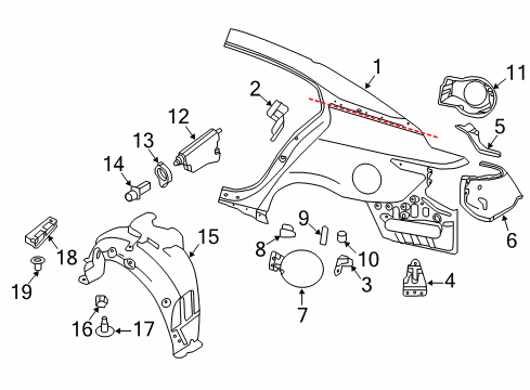 2018 Nissan Maxima Quarter Panel & Components Base-Rear Combination Lamp, LH Diagram for G81414RAAA