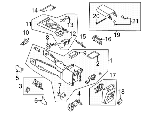 2021 Ford Bronco Front Console PANEL ASY - CONSOLE Diagram for M2DZ78045A36BB