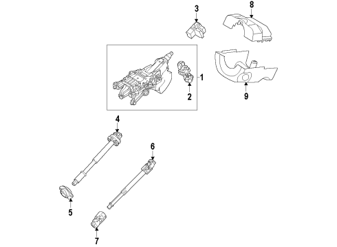 2011 Ford Mustang Steering Column & Wheel, Steering Gear & Linkage Upper Shroud Diagram for AR3Z3530AB