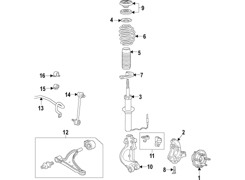 2018 Cadillac XTS Front Suspension Components, Lower Control Arm, Ride Control, Stabilizer Bar Coil Spring Diagram for 20901082