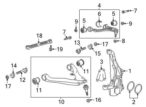 2019 GMC Sierra 1500 Front Suspension Components, Lower Control Arm, Upper Control Arm, Stabilizer Bar Upper Control Arm Diagram for 84437972