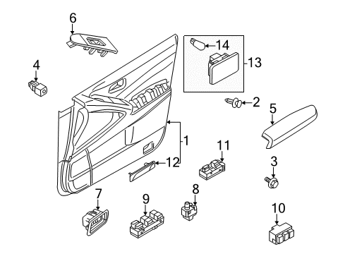 2012 Nissan Murano Front Door Front Door Armrest, Left Diagram for 809411GR0C