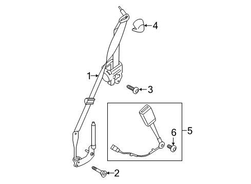 2019 Ford Mustang Seat Belt Belt Cover Diagram for JR3Z6360262AA