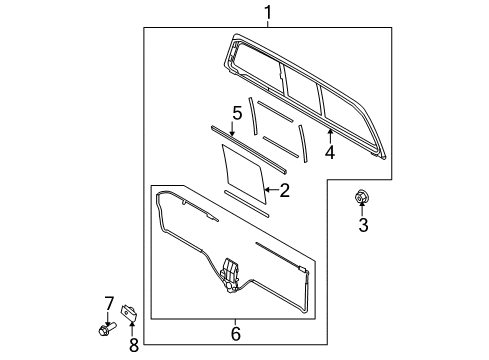 2009 Ford F-150 Back Glass Back Glass Diagram for 9L3Z15422B30B