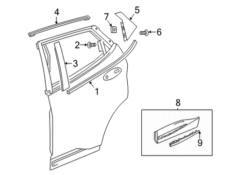 Exterior Trim - Rear Door Lower Molding Diagram for 42786086
