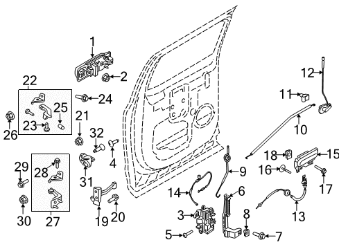 2019 Ford F-250 Super Duty Rear Door Release Handle Bolt Diagram for W717063S439
