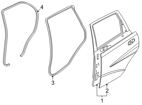 2009 Pontiac G3 Rear Door Weatherstrip, Rear Side Door Opening Trim Diagram for 96692849