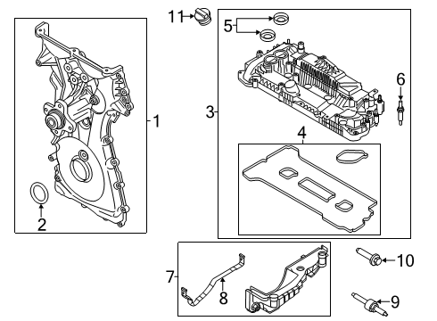 2021 Ford Ranger Valve & Timing Covers Engine Cover Mount Stud Diagram for AG9Z00812C